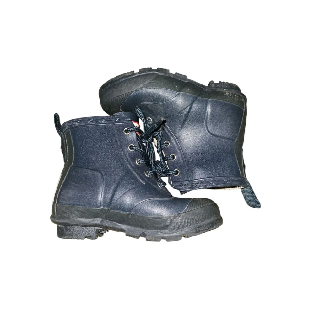 Hunter Combat Rain Boots Boys 10 Girls 11 Navy Blue Unisex